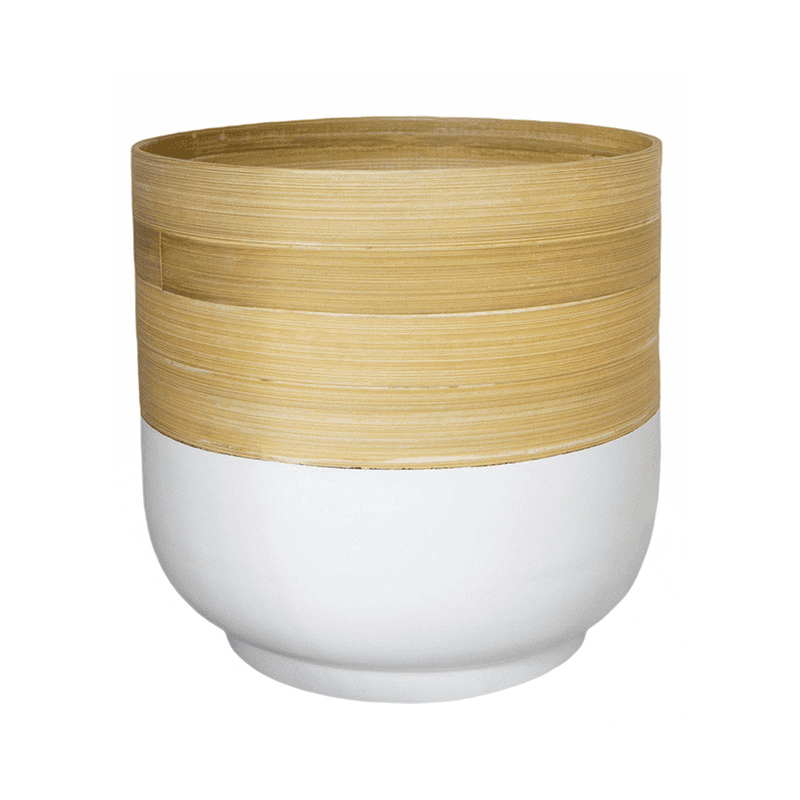 Bamboo Planter, H20 x W23 x D23cm, White