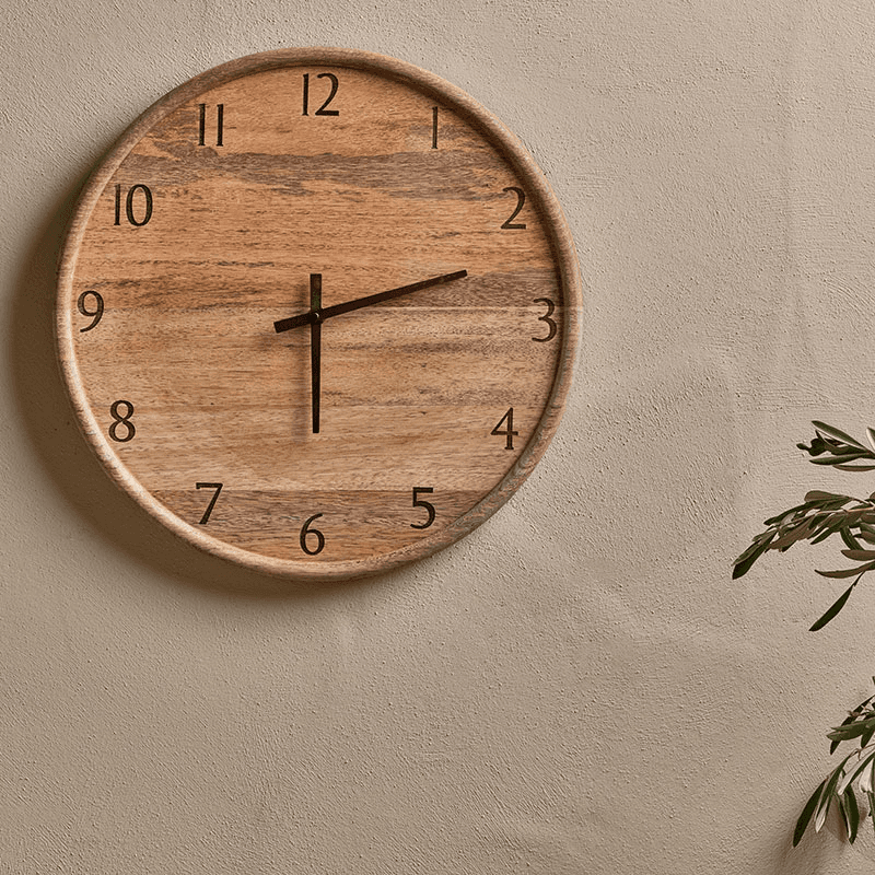 Som Mango Wood Clock, D40cm, Natural
