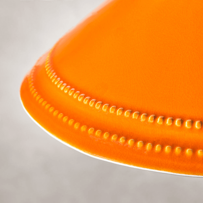 Ted Ceramic Shade with Antiqued Brass Gallery, D29.5cm, Orange