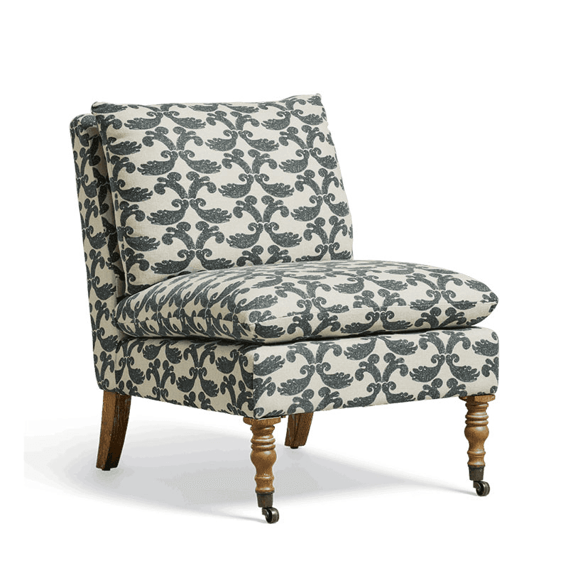 Apadana Armless Chair, H84 x W66cm, Tarisa Ink Blue