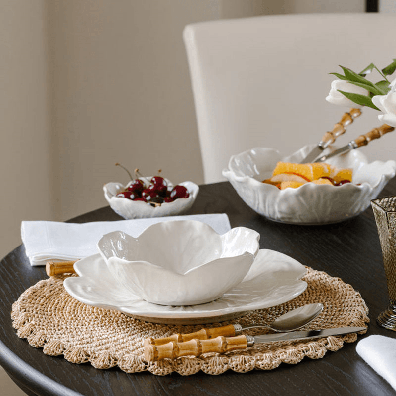 Scalloped Abaca Placemat, D38cm, Natural