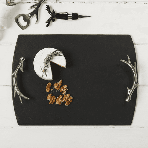 Image showing the Serving tray with antler handles, 35 x 25cm product.