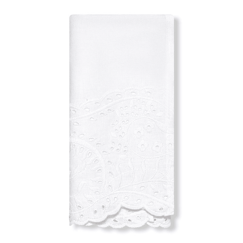 Broderie Anglaise Linen Napkin, 50 x 50cm, White