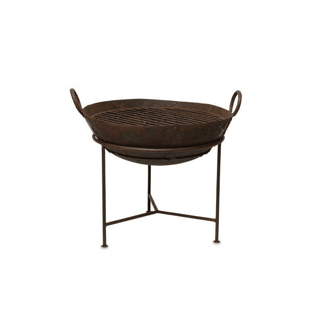 Reclaimed Fire Pit Kadai, H55 x D80cm, Black