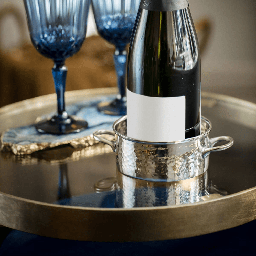 Palace Bottle holder, H5.8 x D11cm, Silver Plate, Stainless Steel And Brass