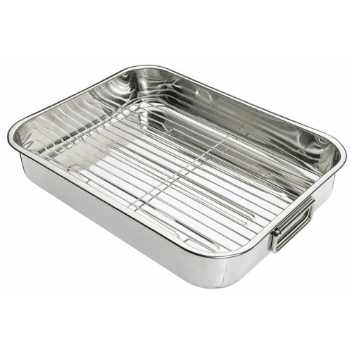 Image showing the Large roaster and rack, 42 x 32cm, Stainless Steel product.