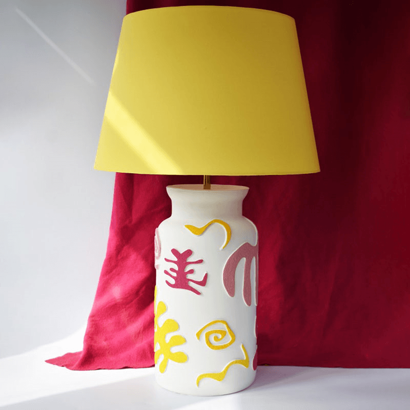 Can Can Table Lamp, H36cm, Pink & Yellow