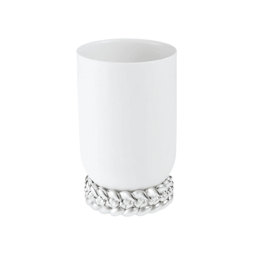 Image showing the Babylone Vase, H19 x D11.5cm, White & Silver product.