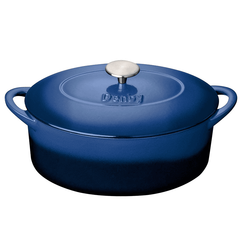 Cast Iron Oval Casserole Dish, L28 x W21 x H17cm, Cobalt Blue
