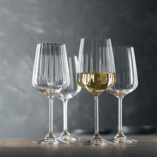 Image showing the LifeStyle Set of 4 White Wine Glasses, 440ml, Clear product.