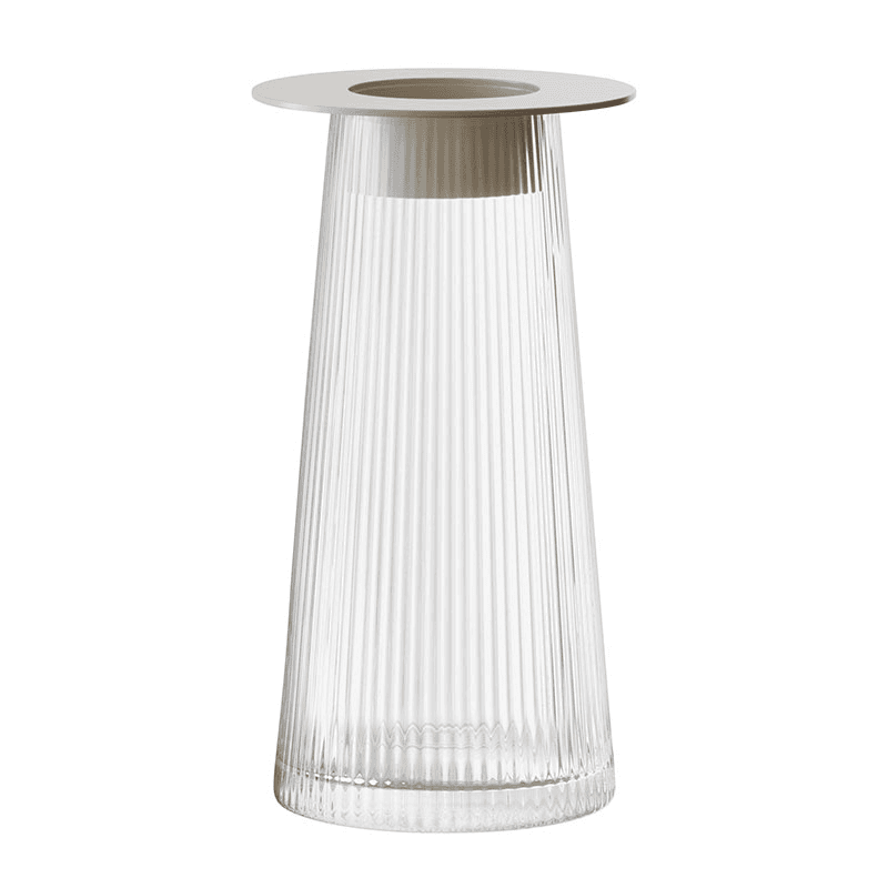 Beacon Candle Holder, H30cm, Concrete Grey & Clear