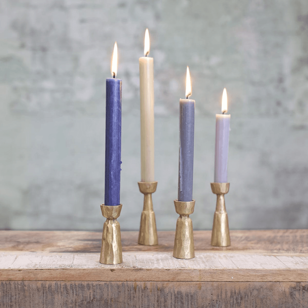 Jahi Candlestick - large, H10.5 x D3.5cm, Brushed Gold Brass