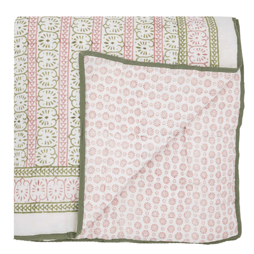 Image showing the Azelea Double Quilt, 225 x 225cm, Pink/Green product.