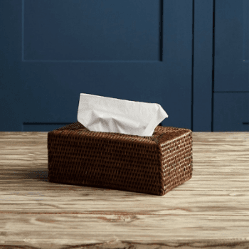 Image showing the Rectangular Tissue Box, Heho, Rattan, Brown product.