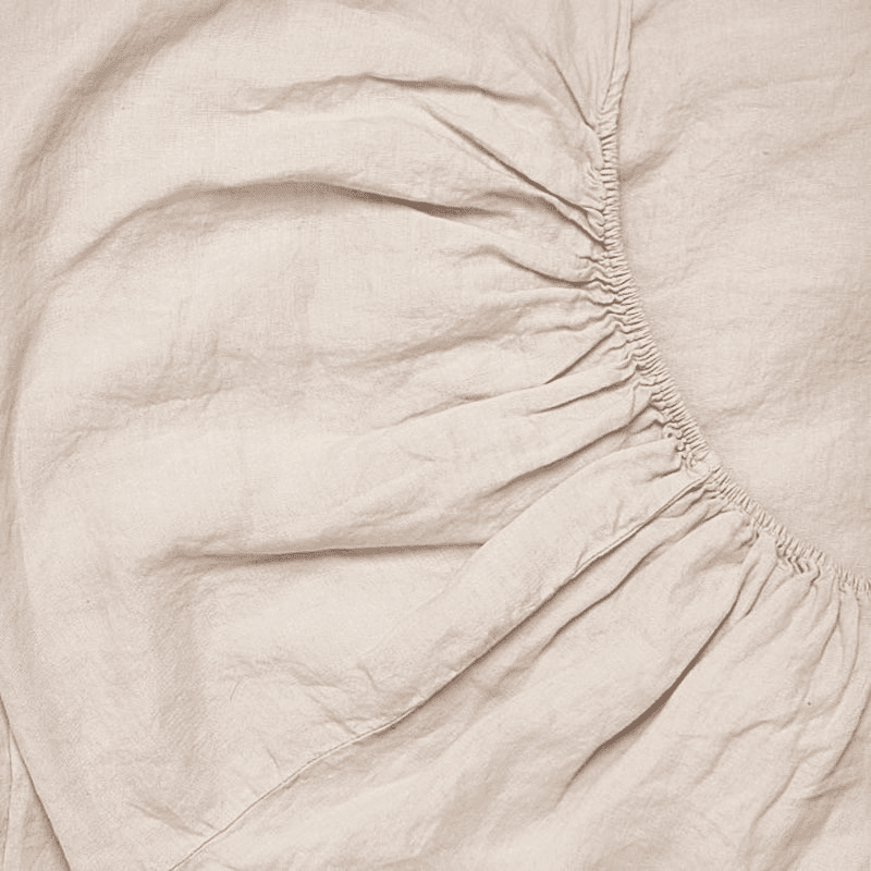 Linen Double Fitted Sheet, Almond