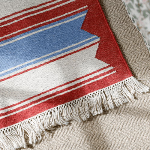 Image showing the Stripe Rug, 100 x 70cm, Red & Blue product.
