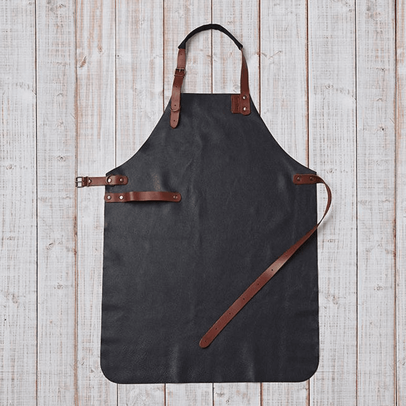 Leather apron, H98 x W60 x L98cm, Black/Brown