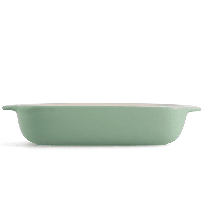 Stoneware Dish with Bamboo Lid, 32cm, Pistachio