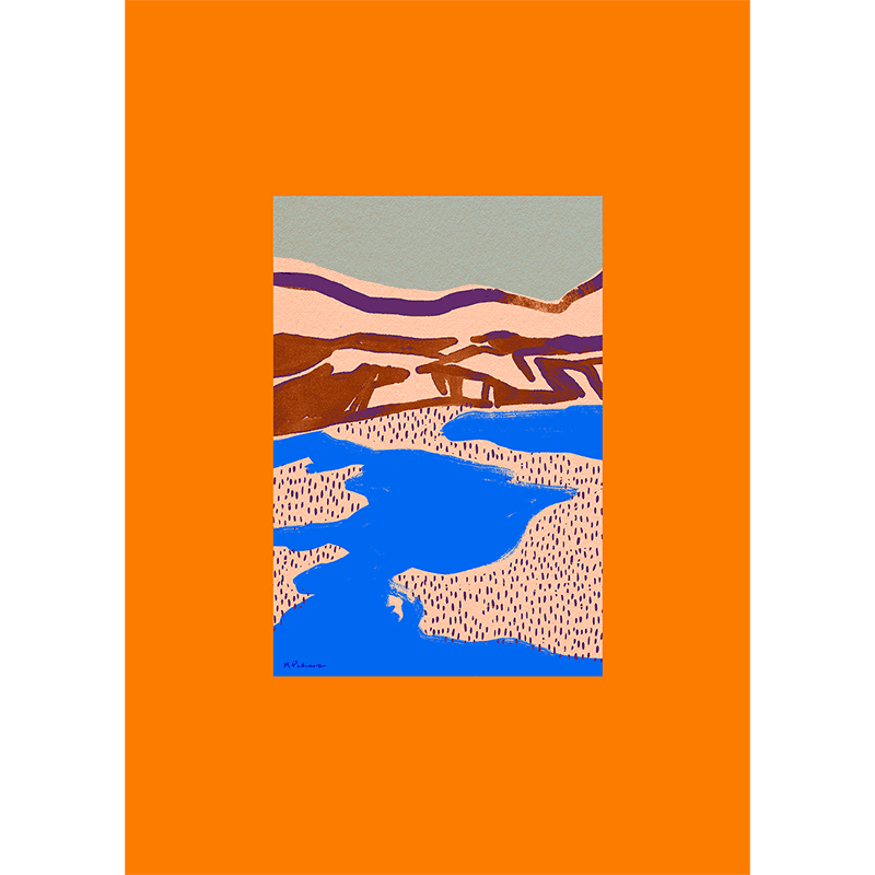 Orange Landscape Art Print, 50 x 70cm