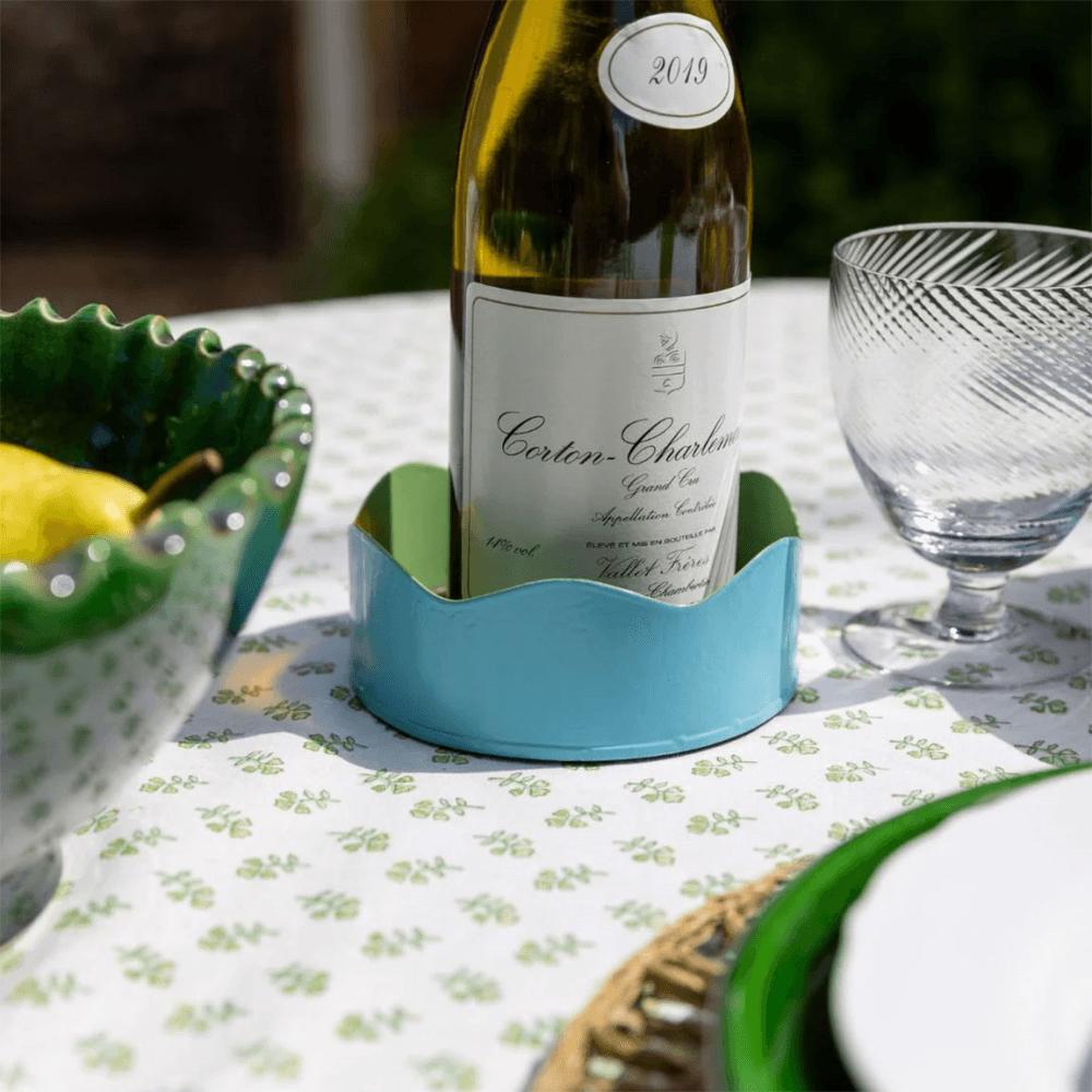 Toleware Coaster, D13cm, Sky Blue & Light Green