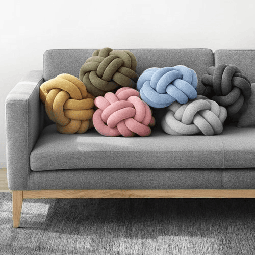 Knot Cushion, H30 x W30 x D15cm, white grey