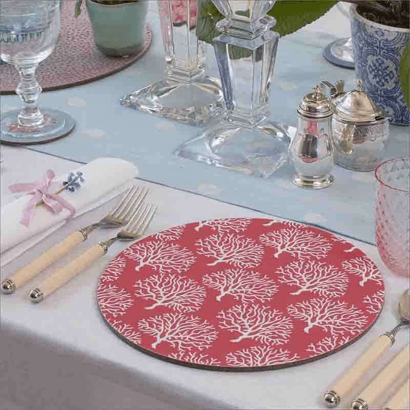 Coral Reef Boxed Set of 4 Table Mats, D25.5cm, Dusky Pink
