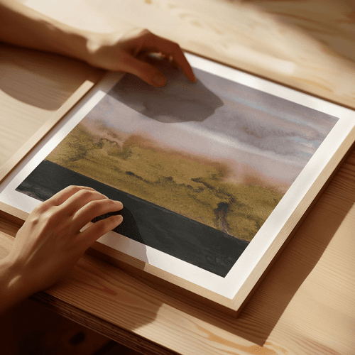 Image showing the Turbulent Square Signed Print, 30 x 30cm, Black Orange product.