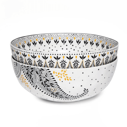 Image showing the Artisanne Noir Set of 2 Bowls, D22cm, Monochrome product.