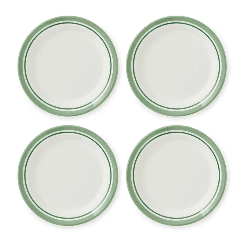 Potter's Stripe Set of 4 Salad Plates, D21.5cm, Green