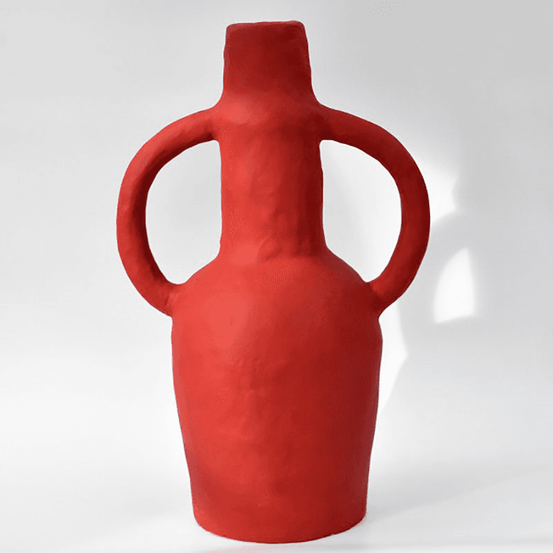 Rumba Opened Armed Vase, H54cm, Red