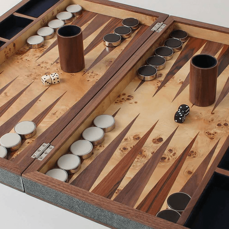 Backgammon Board, 54 x 34cm, Lincoln Green Shagreen