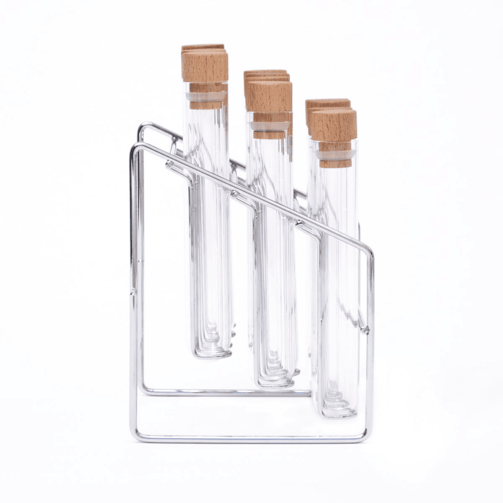 Spice lab rack, H21 x W14.5 x D12.5cm, Glass/Steel/Beech