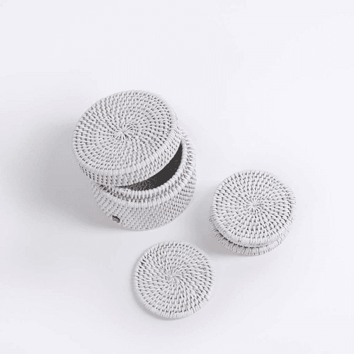 Image showing the Latha Set of 6 Coasters, D8cm, White product.
