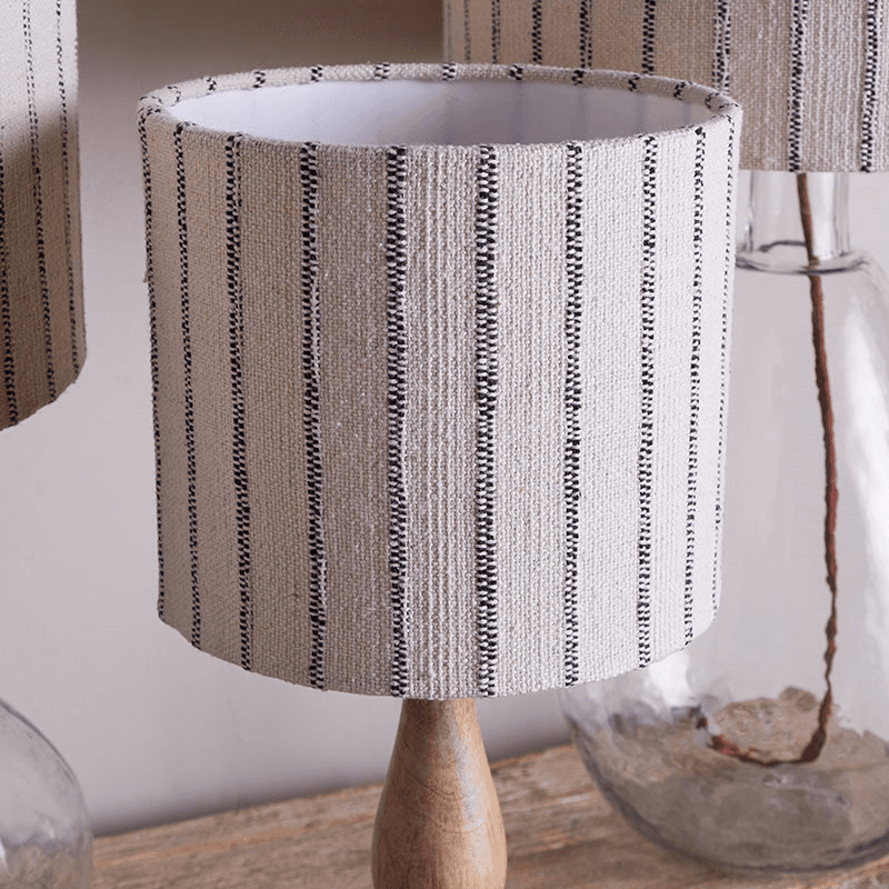 Sanja Cotton Stripe Lampshade, D24cm, Off White & Grey