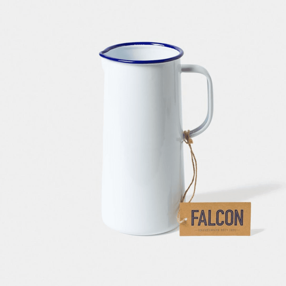 Large jug, 3 pint, White With Blue Rim