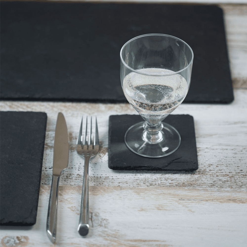 Set of 4 square coasters, 11cm, Slate