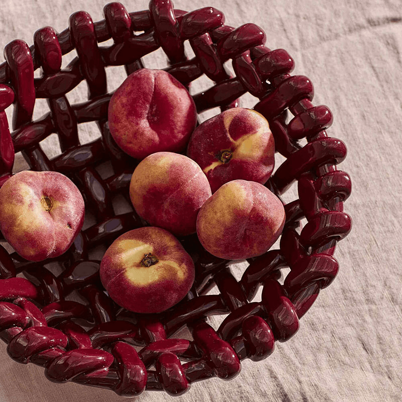 Juicy Basketweave Bowl, D39cm, Burgundy