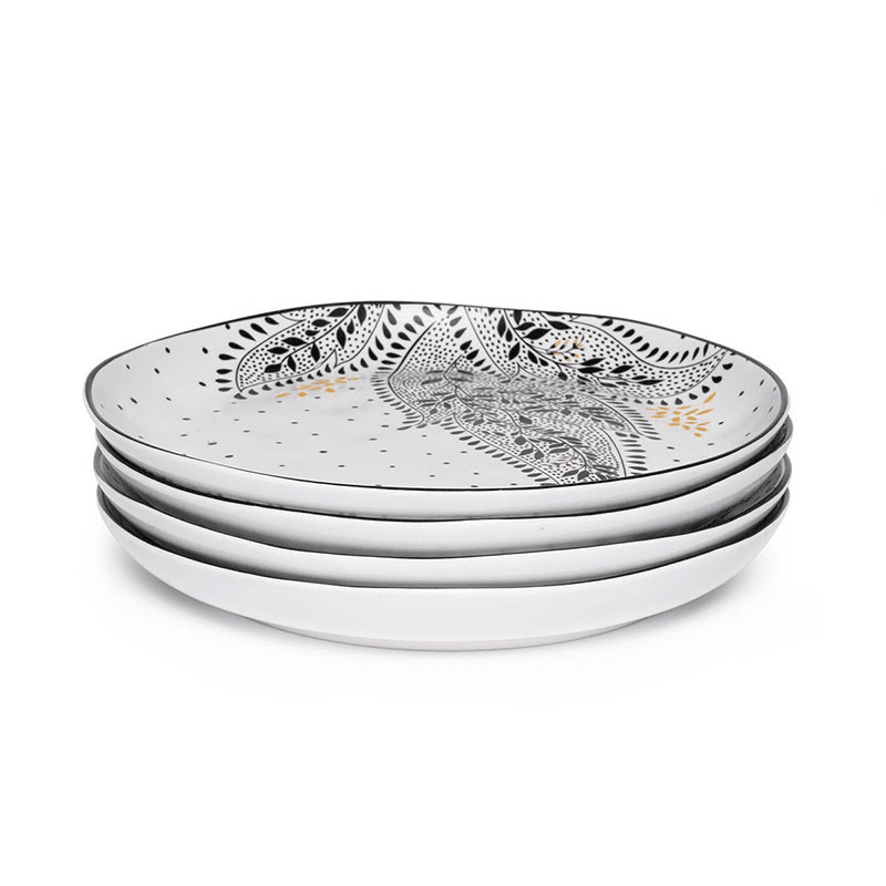 Artisanne Noir Set of 4 Salad Plates, D21cm, Monochrome