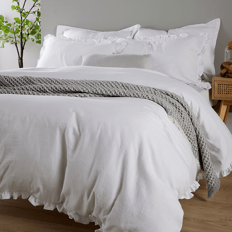 Organic Retreat Ruffle Duvet Set, King, White