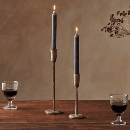 Image showing the Rustic Set of 2 Dinner Candles, H20.5cm, Charcoal product.