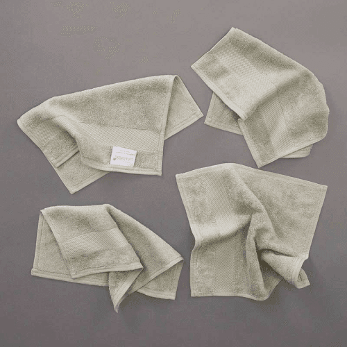 Image showing the Organic 600gsm Set of 2 Face Towels, 30 x 30cm, Sage Green product.