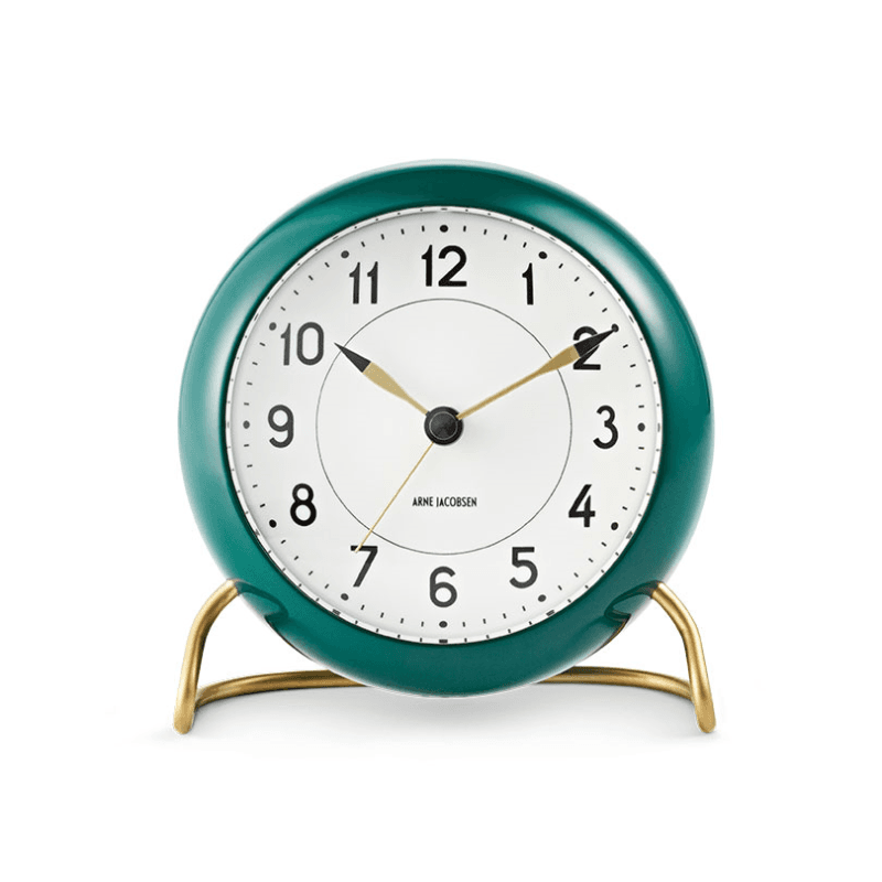 Station Table Clock, D11cm, Green/White