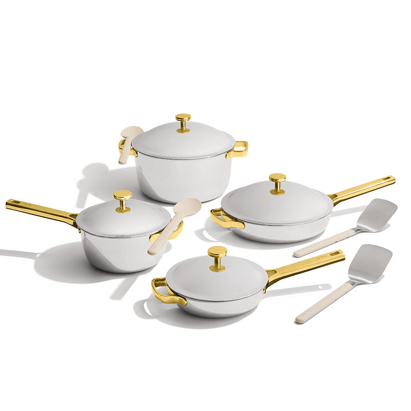 Titanium Pro Cookware Set, Chrome & Gold