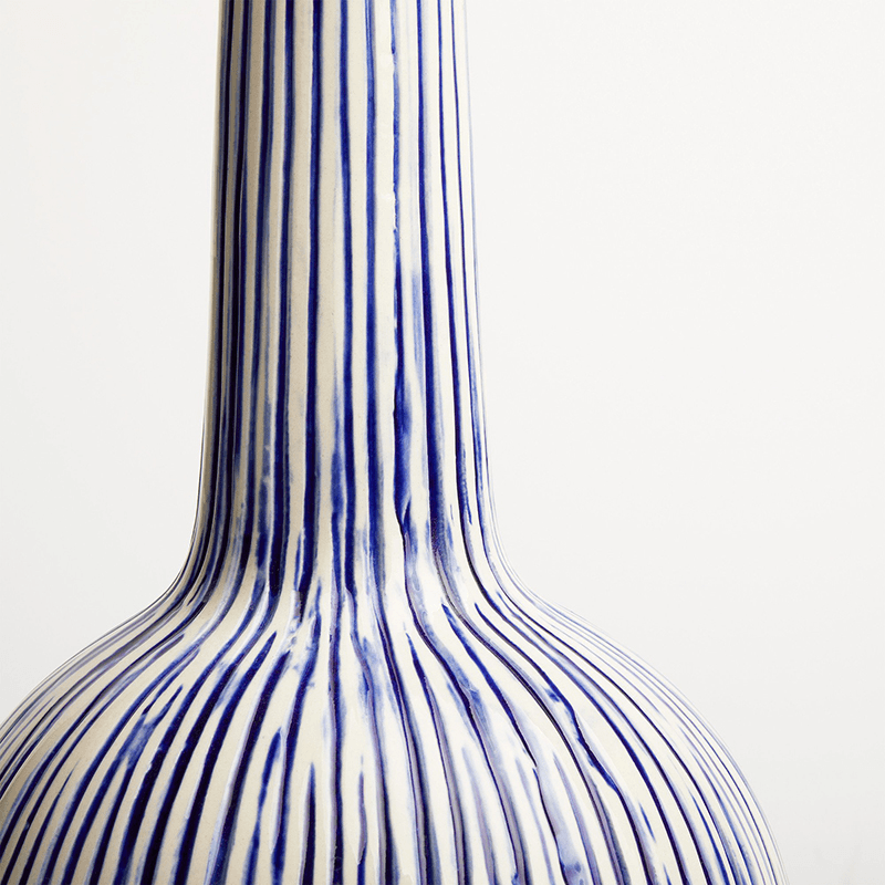 Ellie Table Lamp Base Only, H38cm x W14cm, Blue and White