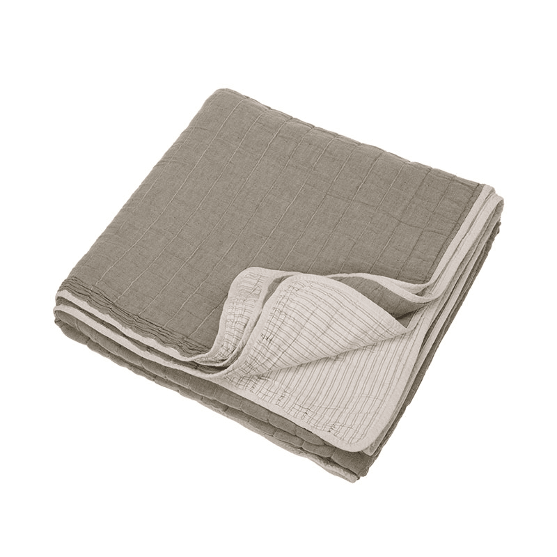 Vivienne Cotton Quilted Throw, 230 x 260cm, Olive Green