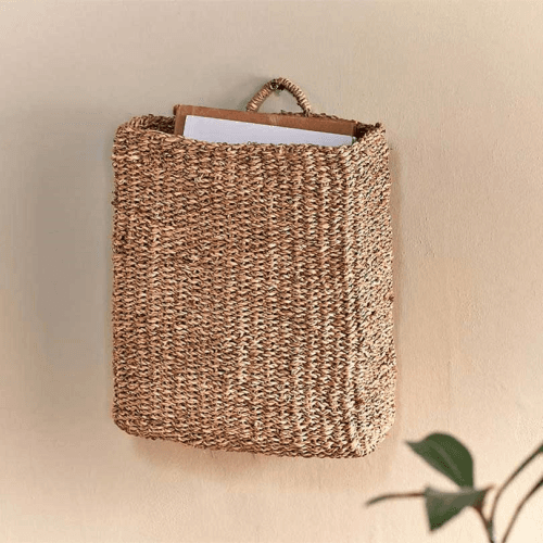 Image showing the Putlar Seagrass Wall Hung Basket, Large, Natural product.