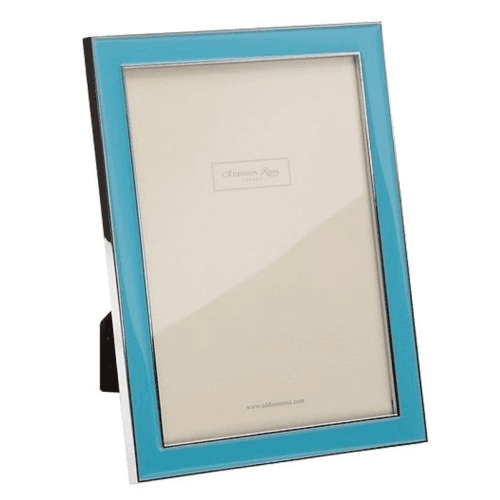 Enamel Range Photograph frame, 5 x 7" with 15mm border, tiffany blue with silver plate