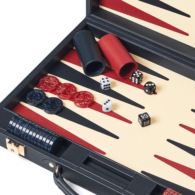 Backgammon Set, L45cm x W30cm, Navy Pebble