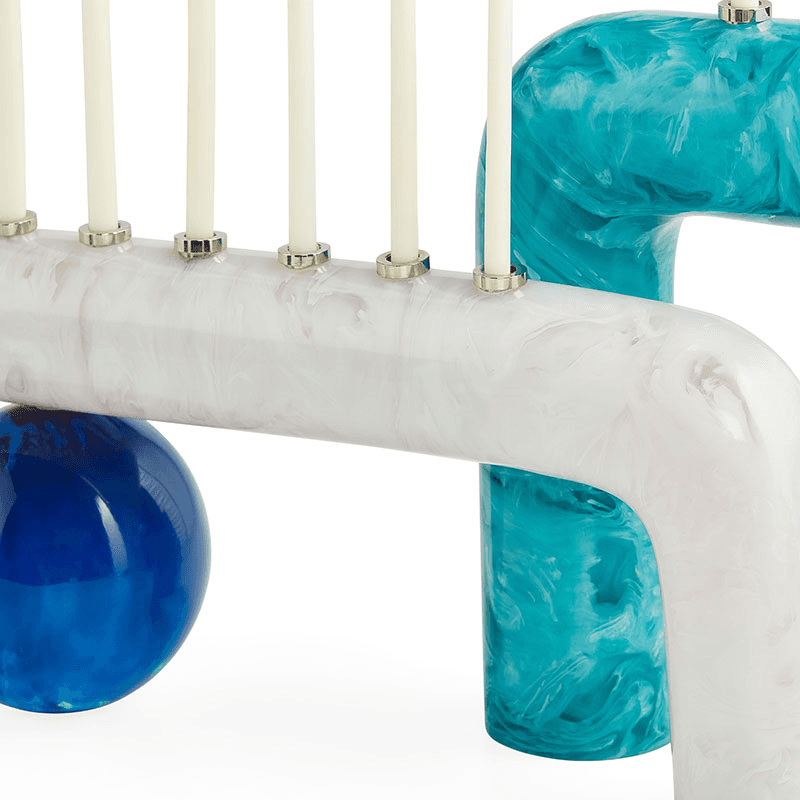 Mustique Menorah, 37cm, Blue