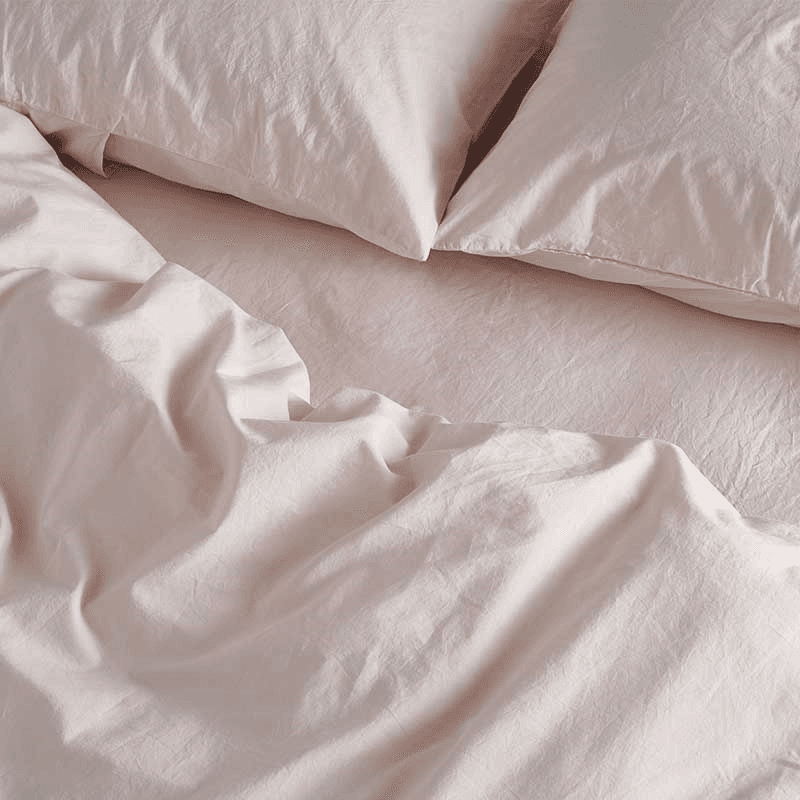 Relaxed Cotton Double Duvet Cover, Rose